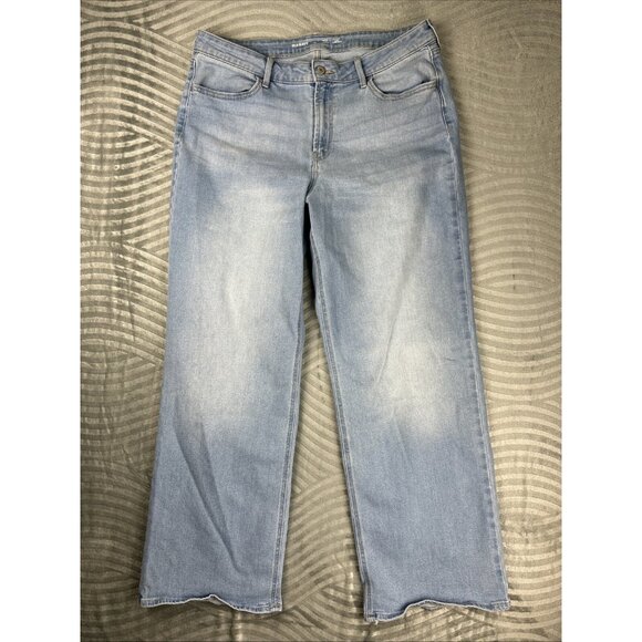 Old Navy High Rise Wow Wide Leg Jeans Women's 14 Light Wash Nova Blue Stretch - Picture 1 of 10